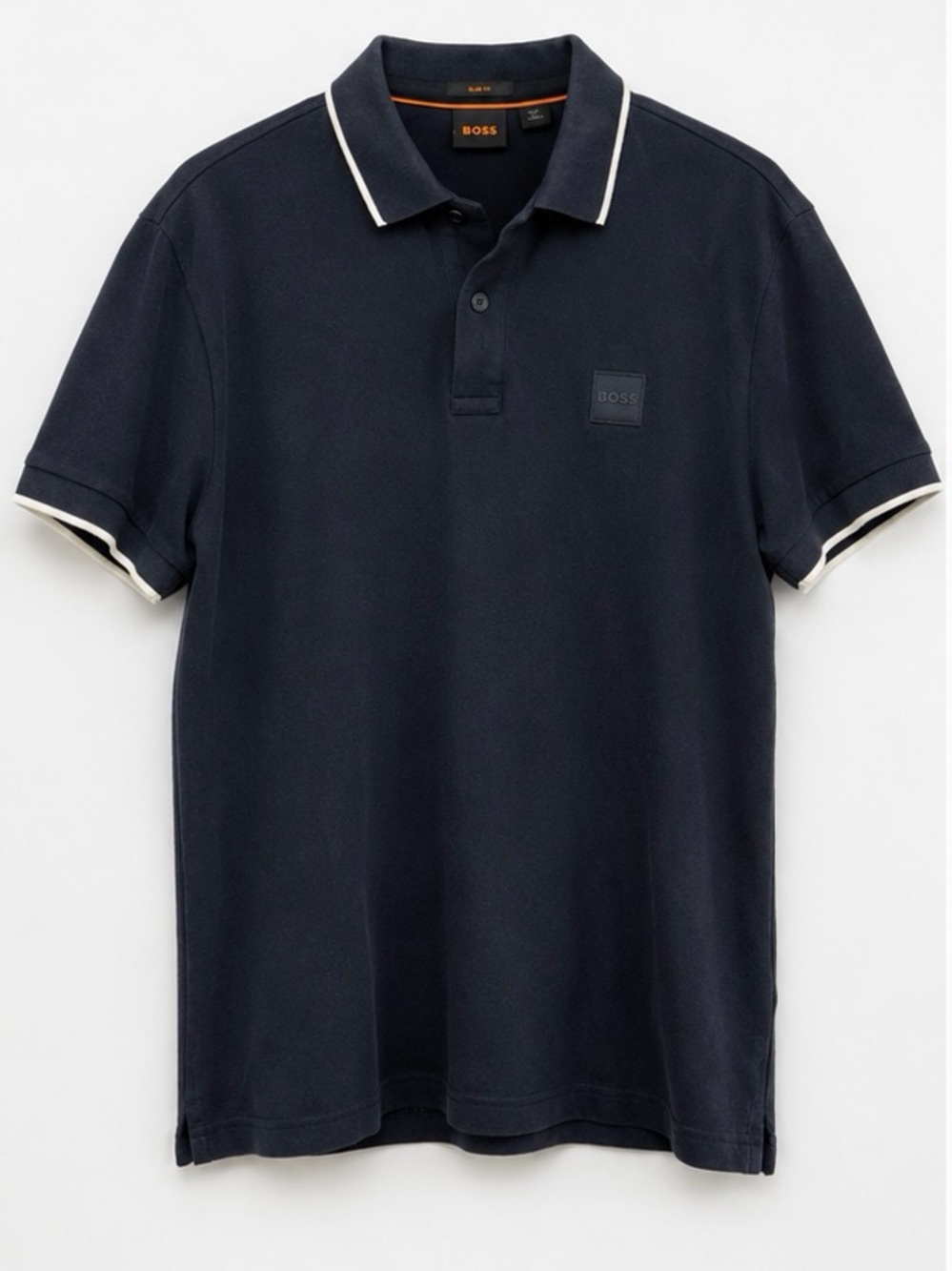 Boss Navy Polo with White Contrast Trim